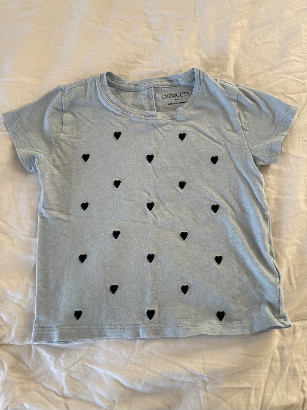 Crewcuts Pale Blue Tee with Black Heart Motif